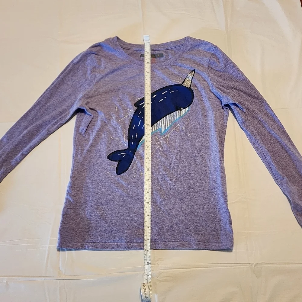 Cat & Jack Girls Narwhal Long Sleeve Shirt | Size 7/8 (M) | Purple Blue Graphic